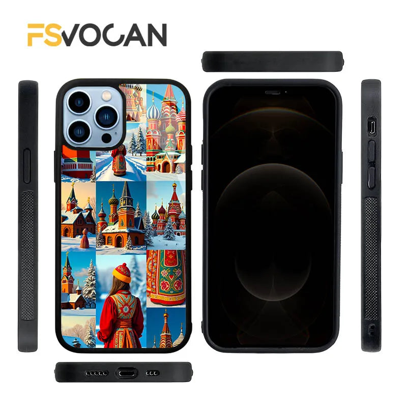 Russian Allure For iPhone 17 16 15 14 13 12 11 18 Pro Max A Playful Bear Ornate Domes and Matryoshka Dolls in Artistic Fusion