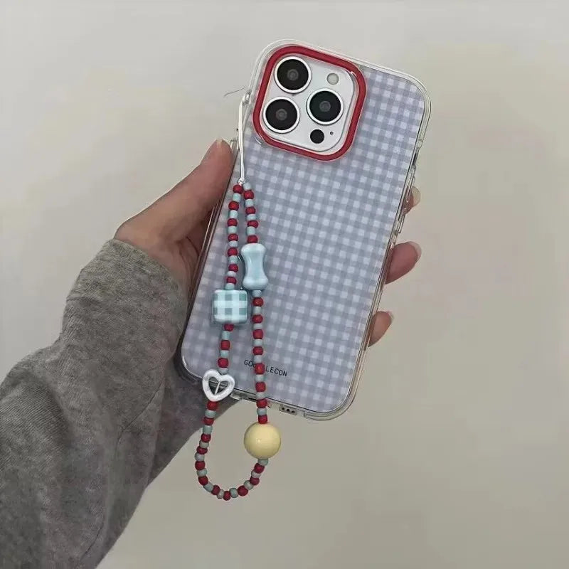 Fashion Blue Checkered Phone Case For Samsung Galaxy A37 A57 A16 A07 A17 A36 A26 A56 A55 A35 A25 A15 A05s A54 A24 A14 A13 4G 5G