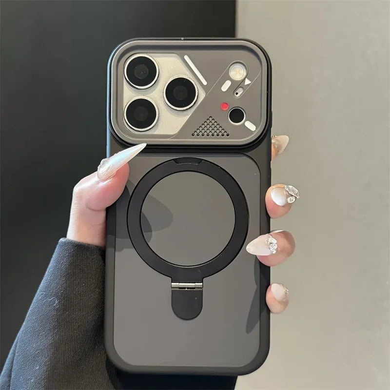 Armor Metal Ring Bracket For Magsafe Magnetic Phone Case For iPhone 17 Air 16 15 14 Plus 13 12 11 17 Pro Max Matte Bumper Cover