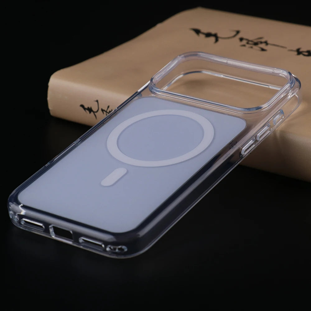 UGOjP Case For iPhone 17 Pro Max Shockproof Magnetic MagSafe Phone Case Clear Antidrop Solid Color Protective Hard PC Back Cover