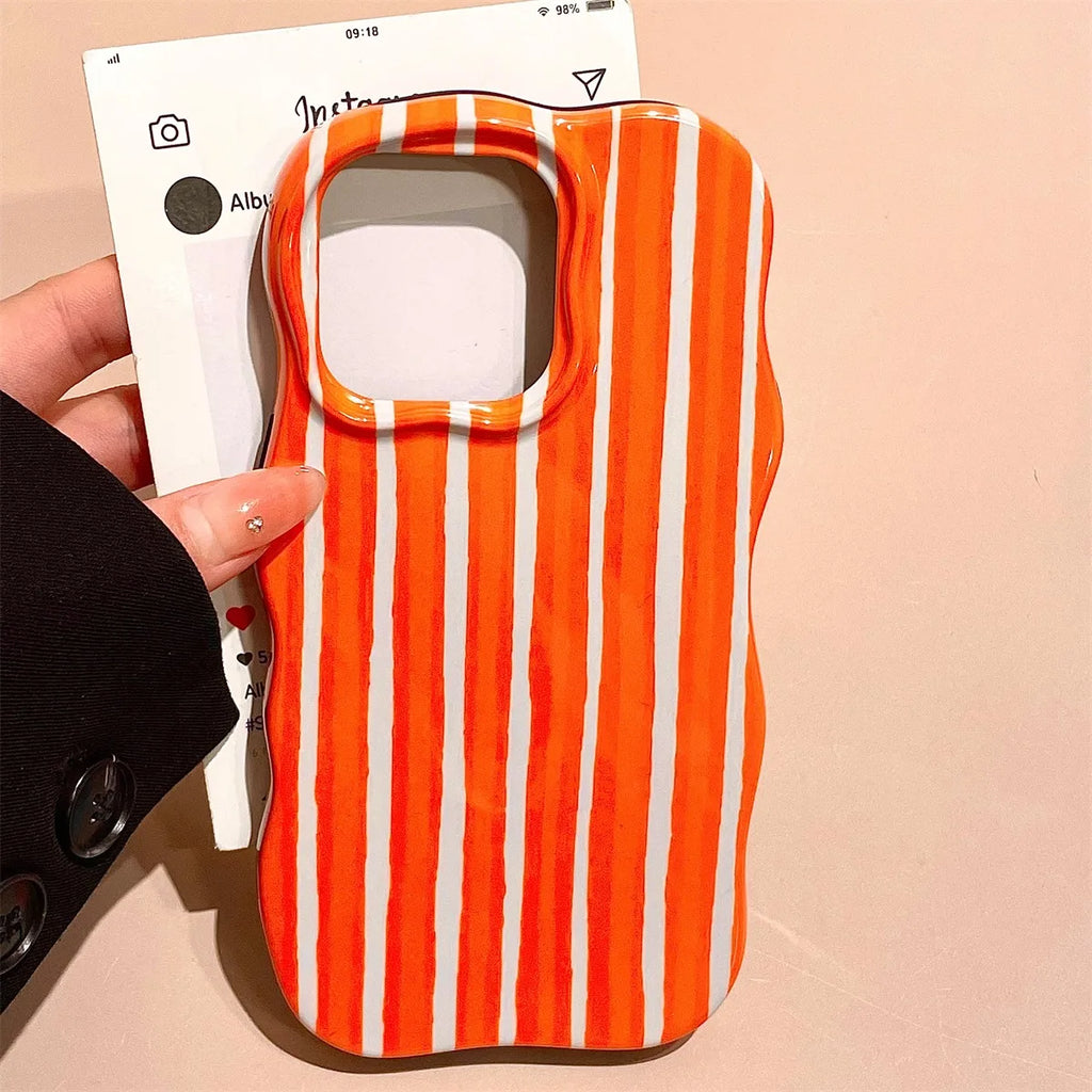 Fashion Glossy Double Color Stripes Case for iPhone 12 13 14 15 16 17 Pro Max 17 Air Color Collision Ultra Thin Shockproof Cover