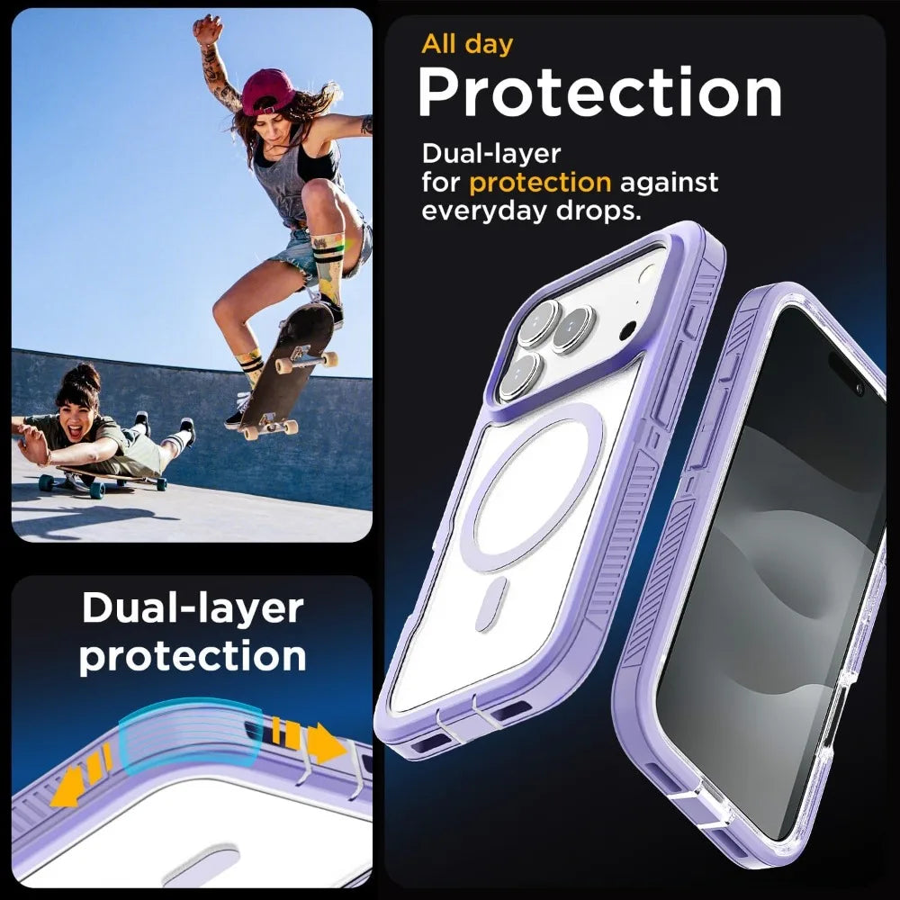 Matte Clear Magnetic OTT Phone Case for IPhone Air 17 16 15 14 Plus 13 Pro Max Anti-Slip Grip & Wireless Charge Protector Cover