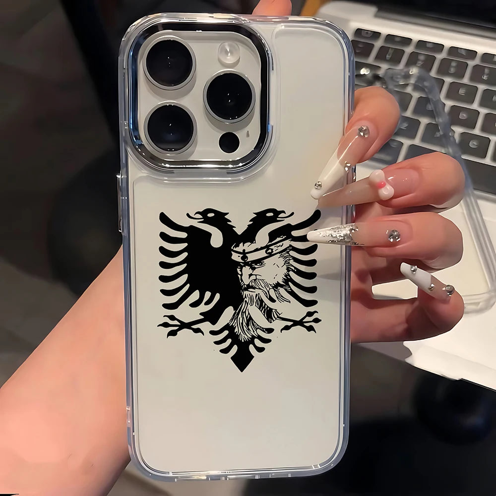 Albanian Eagle Phone Case For iPhone 17 16e 16 15 14 13 12 11 mini Pro Max X XR XSMAX 8 7 Air Plus Transparent Soft Cover