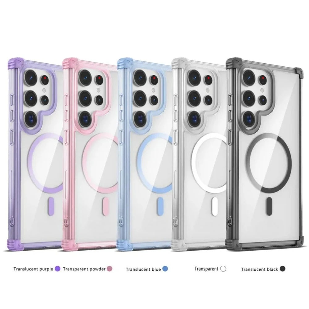 Airbag Cushion Strong Magnetic Case For Samsung Galaxy S26 S25 S24 S23 Ultra Plus Transparent Anti-yellowing Protection Cover