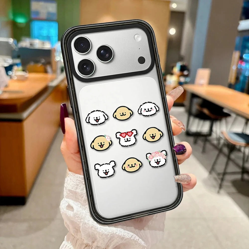 Cartoon Running Line Dog Impact Black Border Magnetic Phone Case Cover for IPhone 13 14 15 16 17 Pro Max Case for IPhone Air