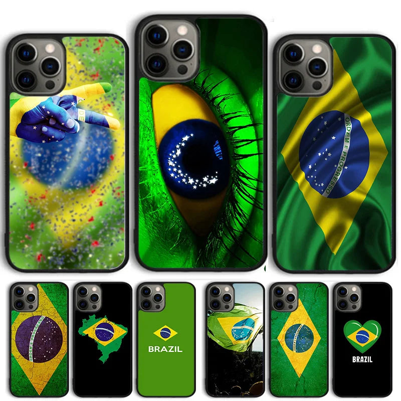 Brazil Brazilian Flag Art Phone Case Cover For iPhone 17 Air 15 16 11 13 14 Pro Max 12 Plus Max Fundas