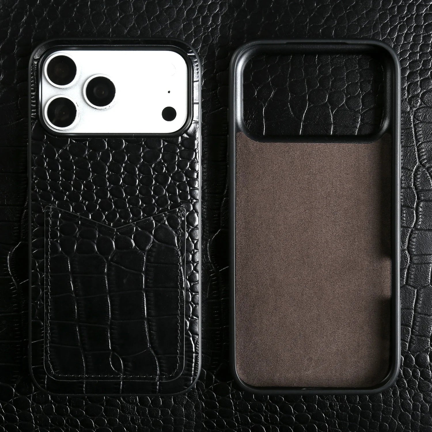 Real Leather With Card Holder Case For iPhone 17 Pro max Air 16 pro 15 14 13 12 Luxury  Protective Shell Crocodile Pattern Coque