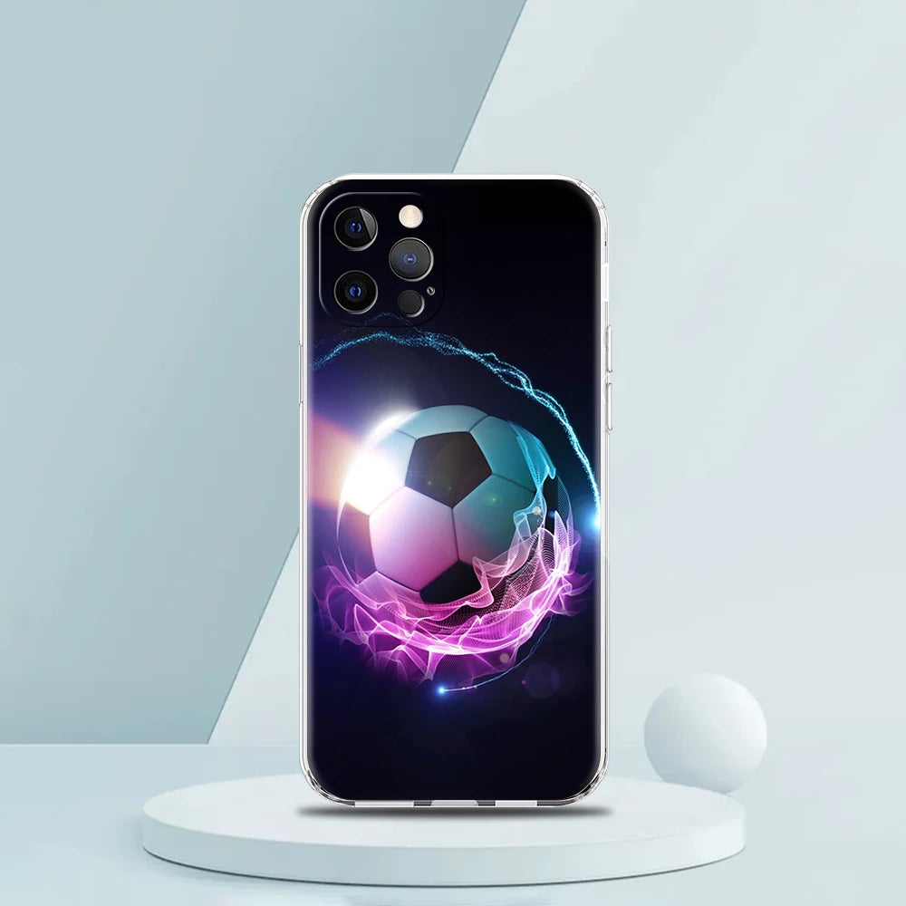 Football Sport Soccer Phone Case for iPhone 16 15 14 13 12 Pro Max Transparent Soft for iPhone 11 Pro Max 7 8 Plus XS XR Shell