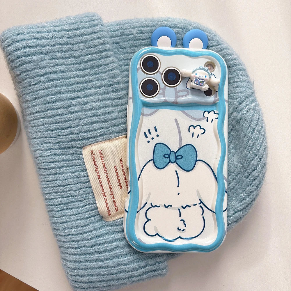 Sanrio Family Ear Toy Cartoon Case for iPhone 17 16 Pro Max 15 Plus 14 13 Mini 12 11 SE 7 8 Plus 16E XS XR Soft Wave Phone Cover