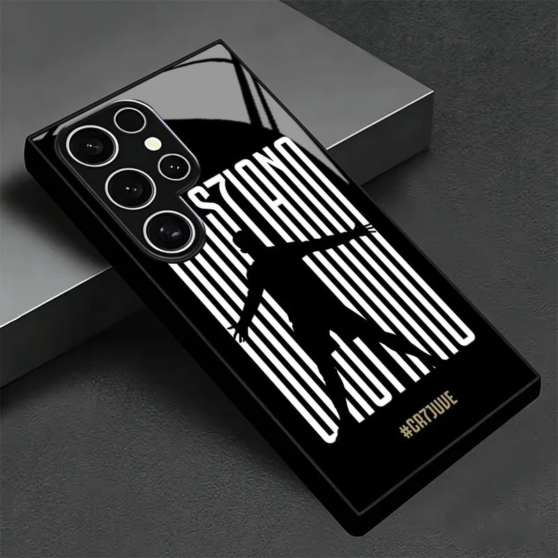 Football Star R-Ronaldo C-CR7 Glass Phone Case for Samsung Galaxy S26 S25 S24 S23 Ultra Edge S22 S21 Plus S20 FE Shockproof Cove