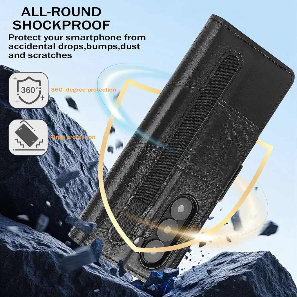 Business Flip Leather Wallet Phone Case for Samsung Galaxy Z Fold 7 6 5 4 3 5G Cards Slot Purse Pocket With S Pen Bag Cover