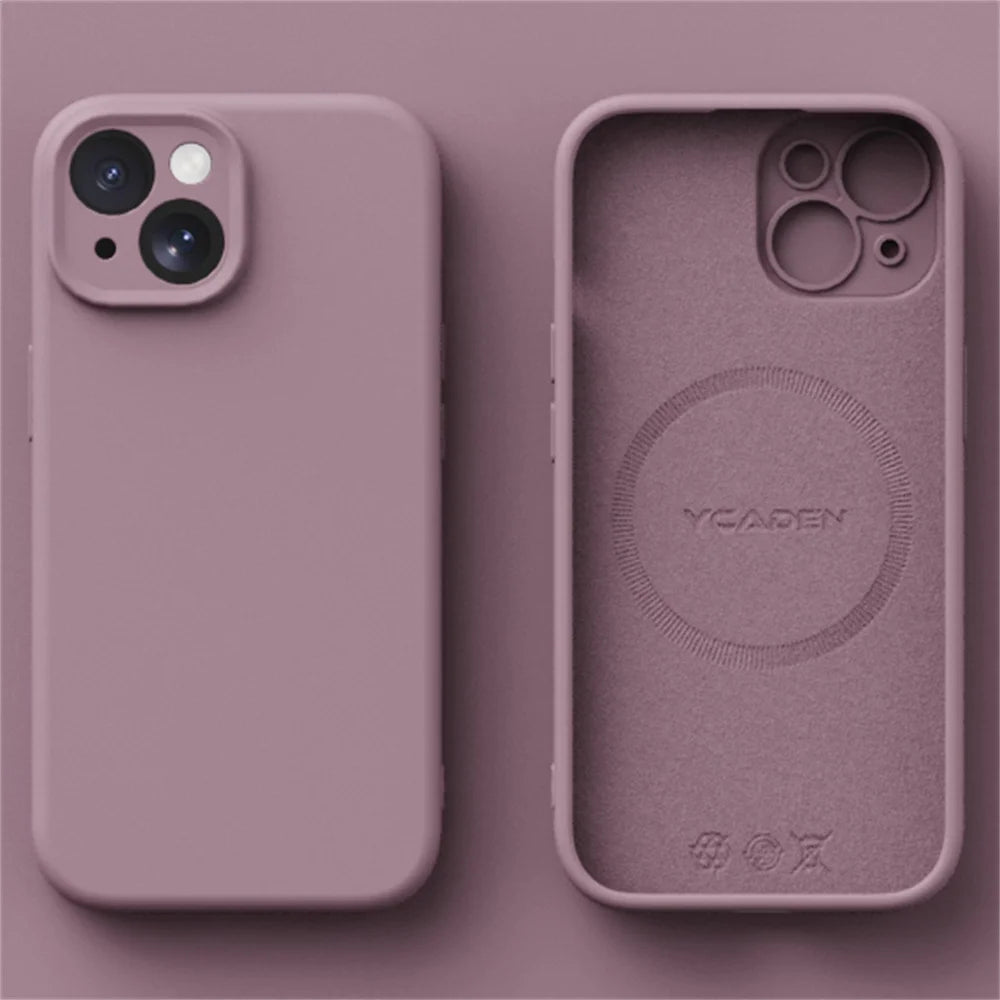 Liquid Silicone Wireless Charge Cover For iPhone 16 15 14 12 11 13 Pro Max 16 Plus Case Original Magnetic Magsafe Phone Case