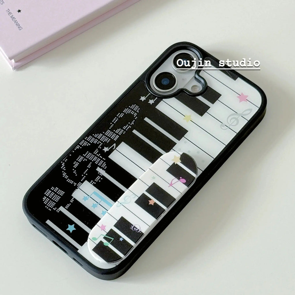 Korean Ins Niche Design Cute Piano Art Keyboard Star Phone Case For iPhone 17 16 15 14 13 12 11 Pro XR X Max 8 7 Plus Y2K Cover