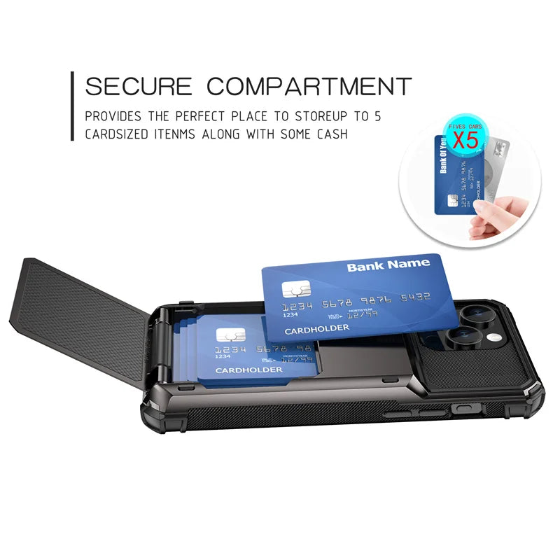 Wallet Credit Flip Card Slot Phone Case For iPhone 15 14 13 12 11 Pro Max Mini X XR XS 7 8 Plus Armor TPU Shockproof Back Cover