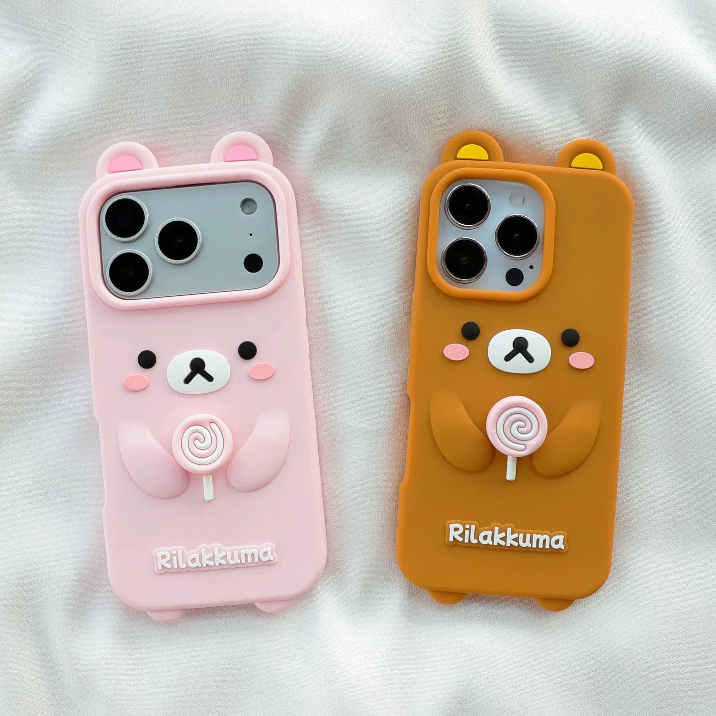 Cute Cartoon 3D Bear Phone Case For iPhone 17 16 15 14 13 12 11 Pro Max 7 8 Plus Silicone Cover