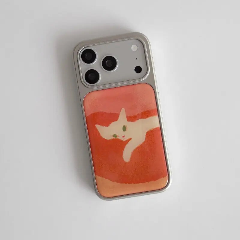 Ins Orange Oil Painting Lovely Cat Electroplated Drip Glue Phone Case For iPhone 17 Air 16 Pro Max 15 14 13 12 Pro 11 Back Cover