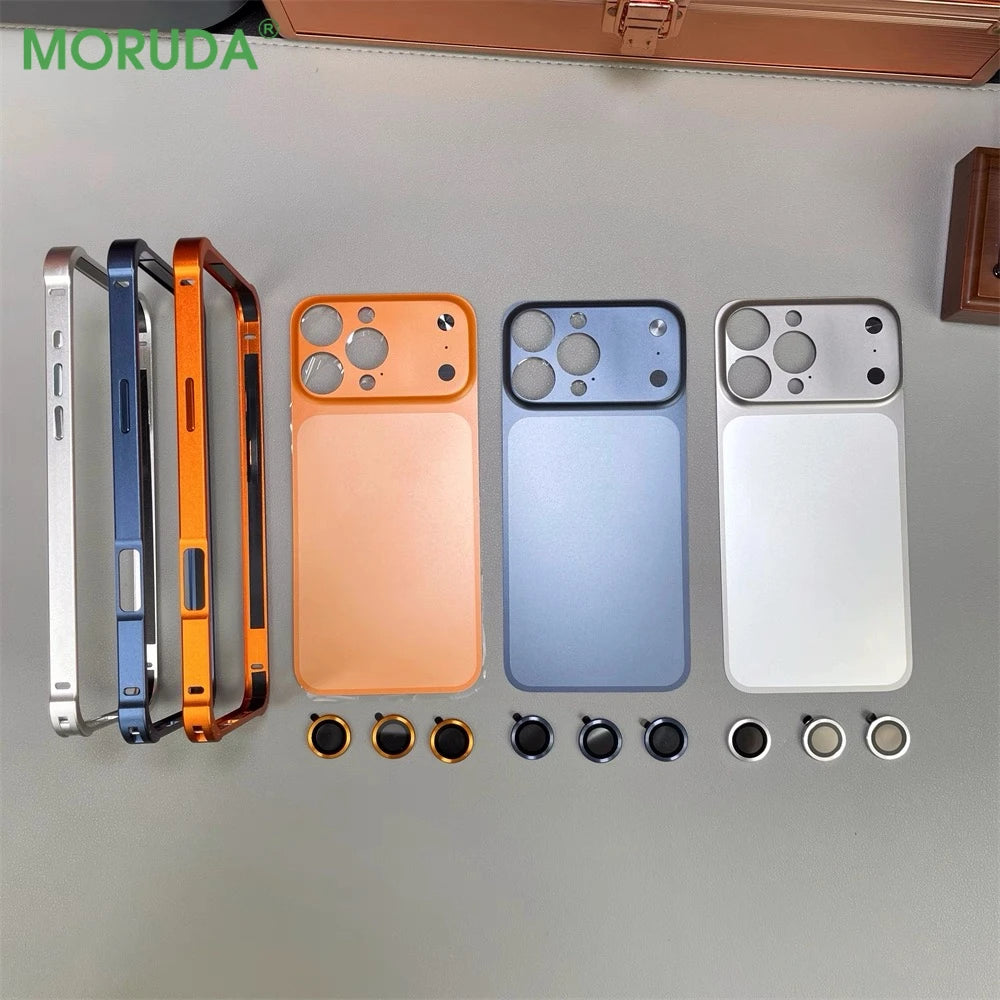 Original Alloy Frame Case For iPhone 16 15 14 13 Pro Max Instantly Transform 17 Pro Max with lens Glass Large Window Fundas Film