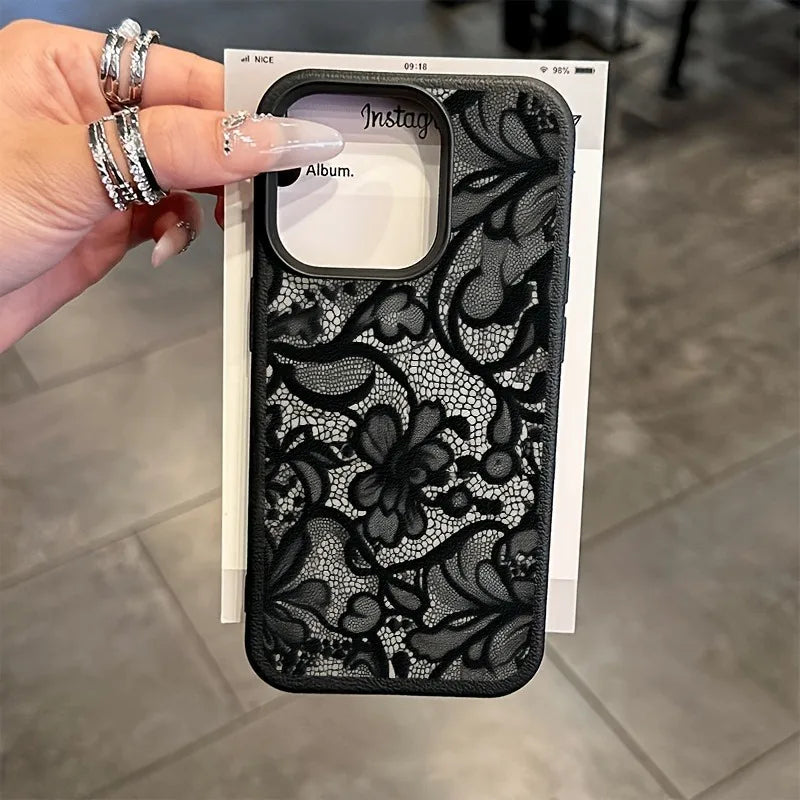 New Style Lace Patterned Lychee Textured TPU Phone Case For iPhone 17 16 15 14 Pro Max 13 12 11 XS X XR 16 Plus 16E 17 Air Cover