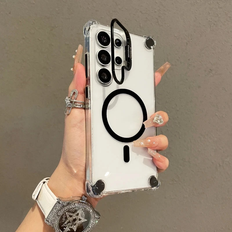 Corner Airbag Shockproof Case for Samsung Galaxy S25 S24 S23 Ultra Plus FE A16 17 26 36 56 For MagSafe Yellowing Resistant Cover