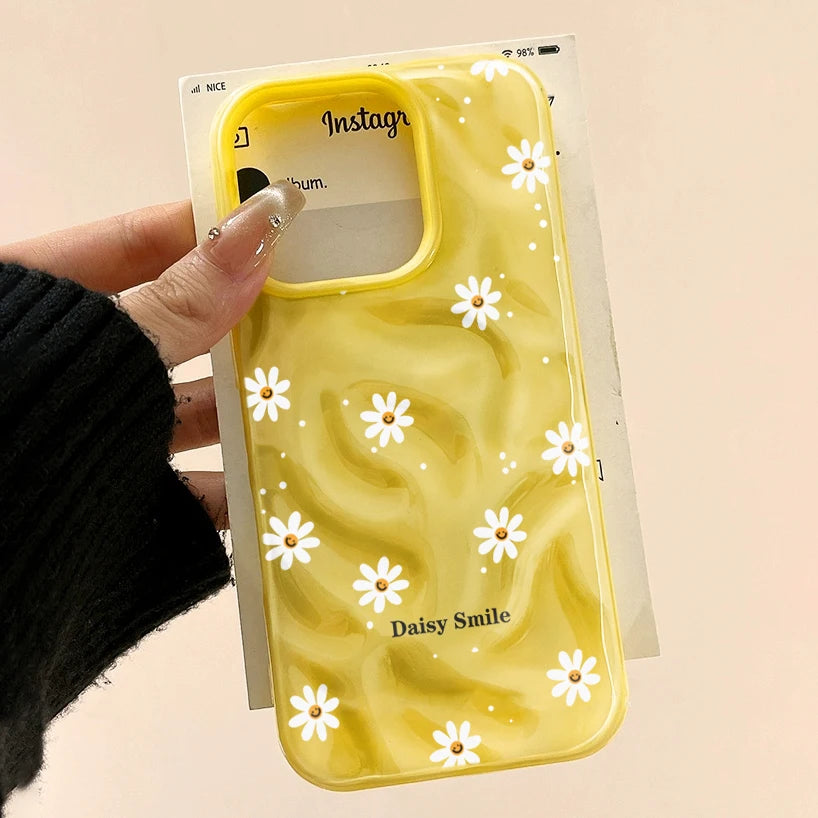 Daisy Flower Candy Color Phone Case For iPhone 15 Pro Max 16 17 14 13 Pro Max 13 12 11 Plus Soft ShockProof Fashion Luxury Funda