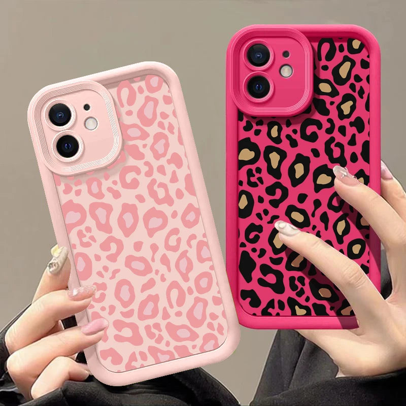 Leopard Patterned Case For iPhone 16 Pro Max Shockproof Bumper Phone Cover Coque For iPhone 14 15 Pro Max 13 12 11 16e 17 Air