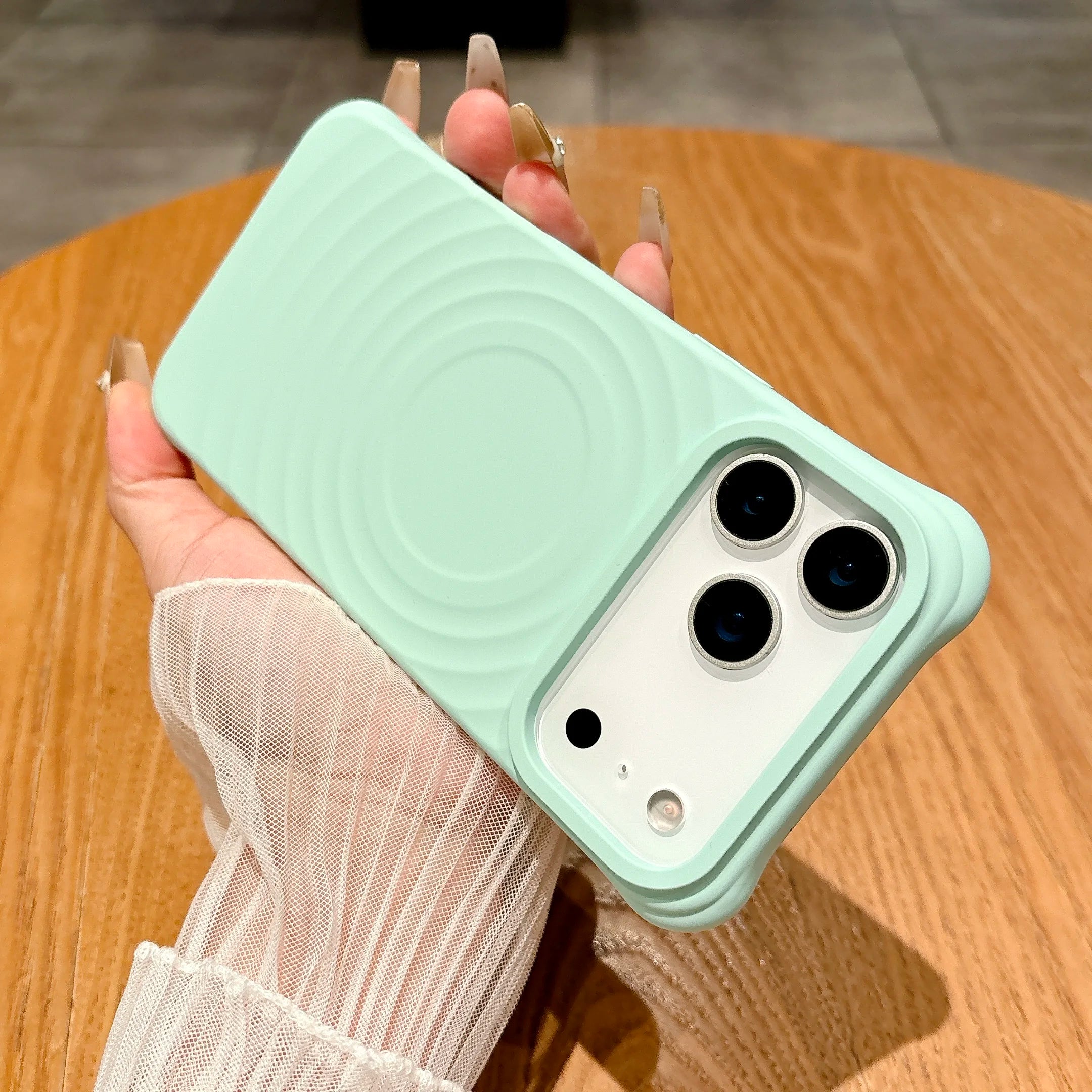 Luxury Ripple Silicone For Magsafe Magnetic Case For iPhone 17 Air 16 15 14 13 Pro Max Plus Wireless Charging Shockproof Cover