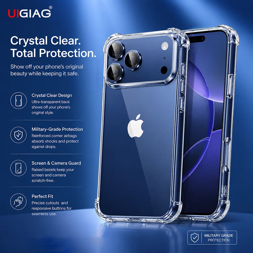 Silicone Soft Case For iPhone 17 Pro Max iPhone16 Shockproof Back Cover Ultra Thin Transparent Shell For iPhone14ProMax 15Pro ﻿