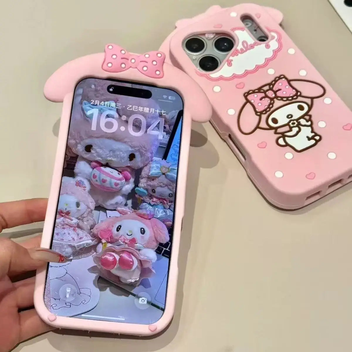 For iPhone 17 16 15 14 13 12 Pro Max 11 6 7 8 Plus 4 5s Phone Case 3D Sanrio My Melody Cartoon Soft Silicone Cover