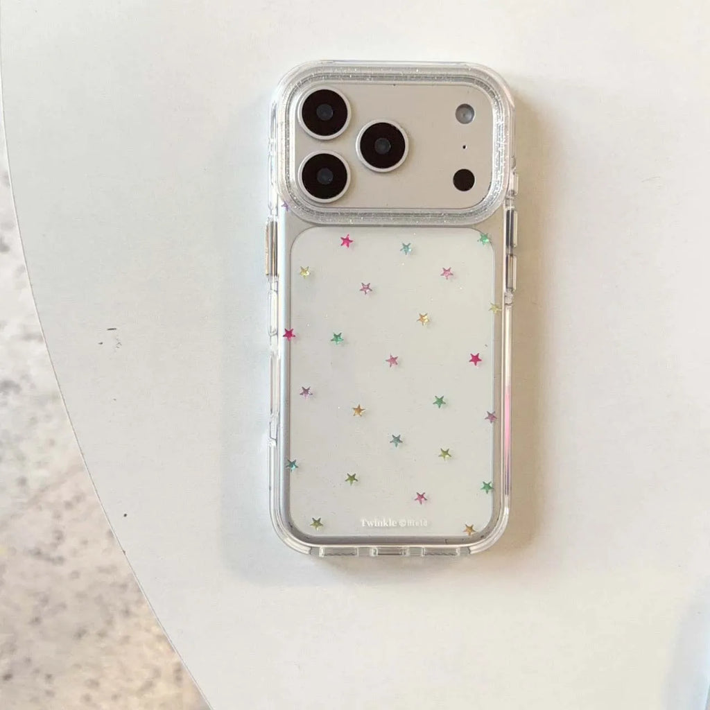 Glitter shiny stars imd shell back cover for iphone 17 16 pro max 13 14 15 promax ins protector phone case bracelet capa