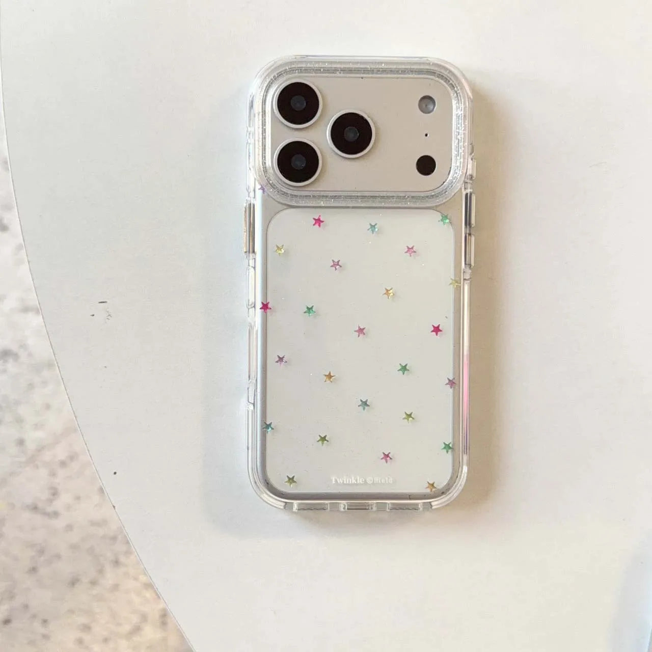 Glitter shiny stars imd shell back cover for iphone 17 16 pro max 13 14 15 promax ins protector phone case bracelet capa