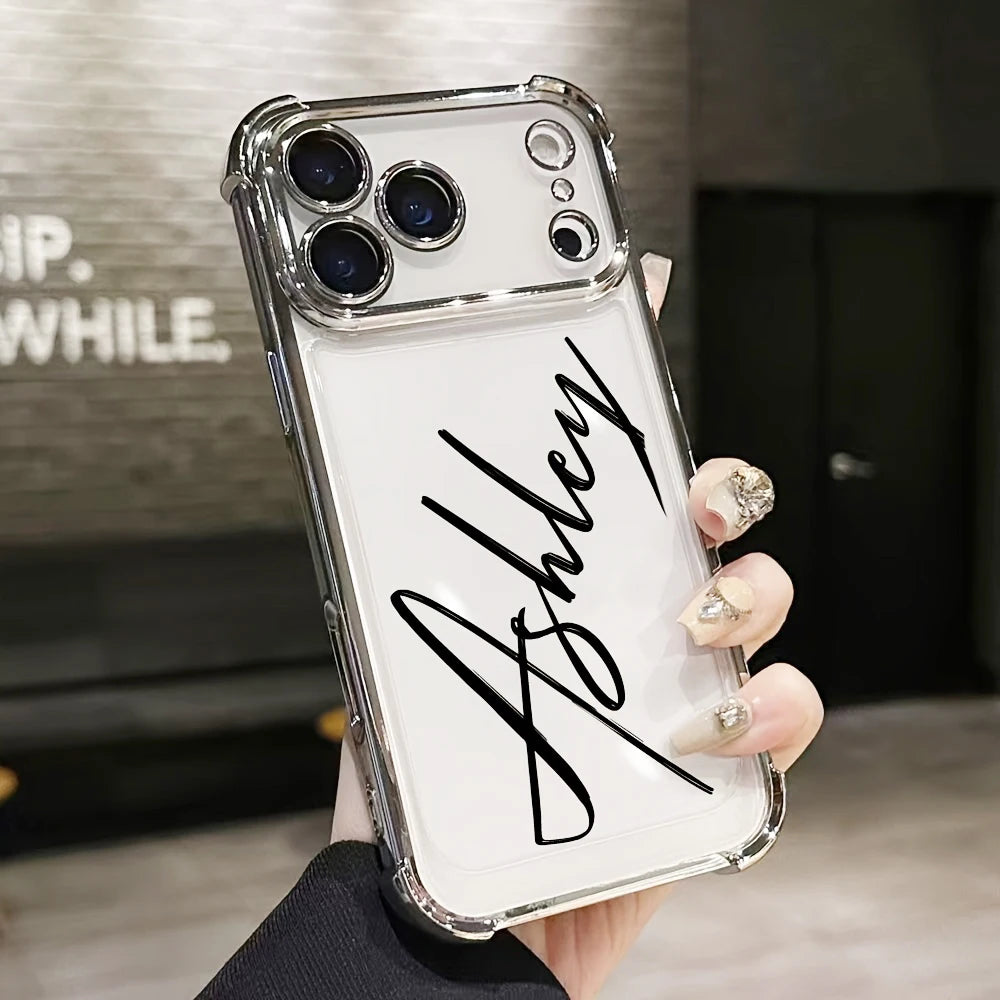 Personalized Customized Initials Name Case For iPhone 17 16 15 14 13 12 11 Pro Max Plus Big Letter Engraving  Cover