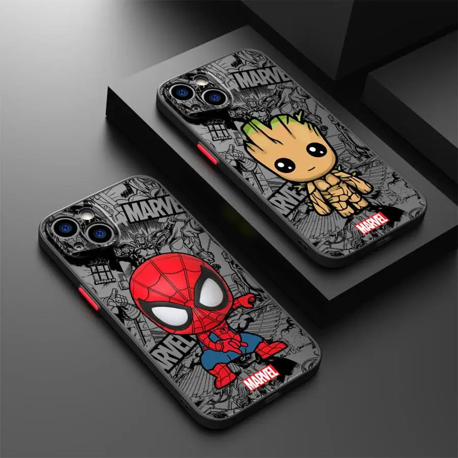 Case for iPhone 7 8 15 Plus 16e 14 12 XS 11 16 Pro Max 13 Mini X Back Phone Cover Marvel Spider-Man Iron Man Cool