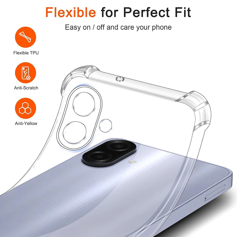 Shockproof Airbag Silicone Soft Case For Samsung Galaxy A57 A37 A17 A07 A56 A36 A26 A16 A06 5G 4G Crystal Clear Funda Coque Capa