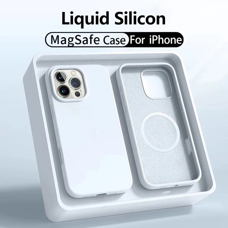 Liquid Silicone For Magsafe Phone Case For iPhone 17 16 14 15 Plus 12 13 Pro Max Air Magnetic Wireless Charging Case Soft Cover
