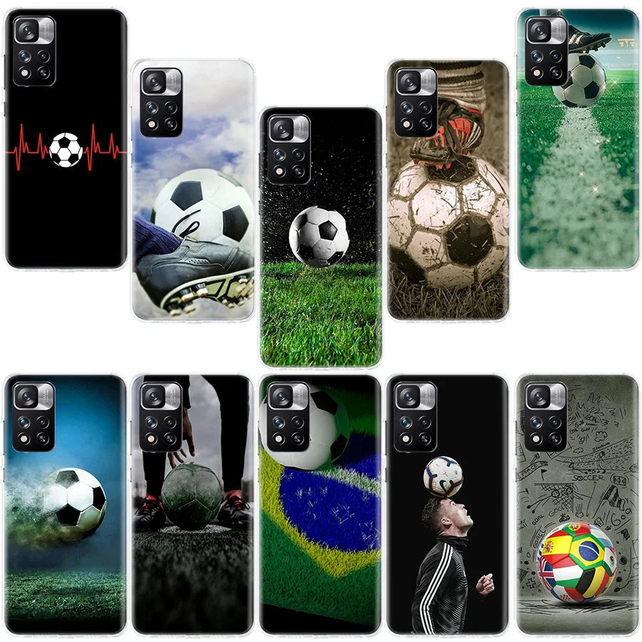 Football Soccer Ball Design Phone Case For Xiaomi Poco X4 F4 GT X3 NFC X5 X6 X7 Pro 5G M5 M5S M3 F5 Mi F6 F3 F2 F1 Cover Coque F