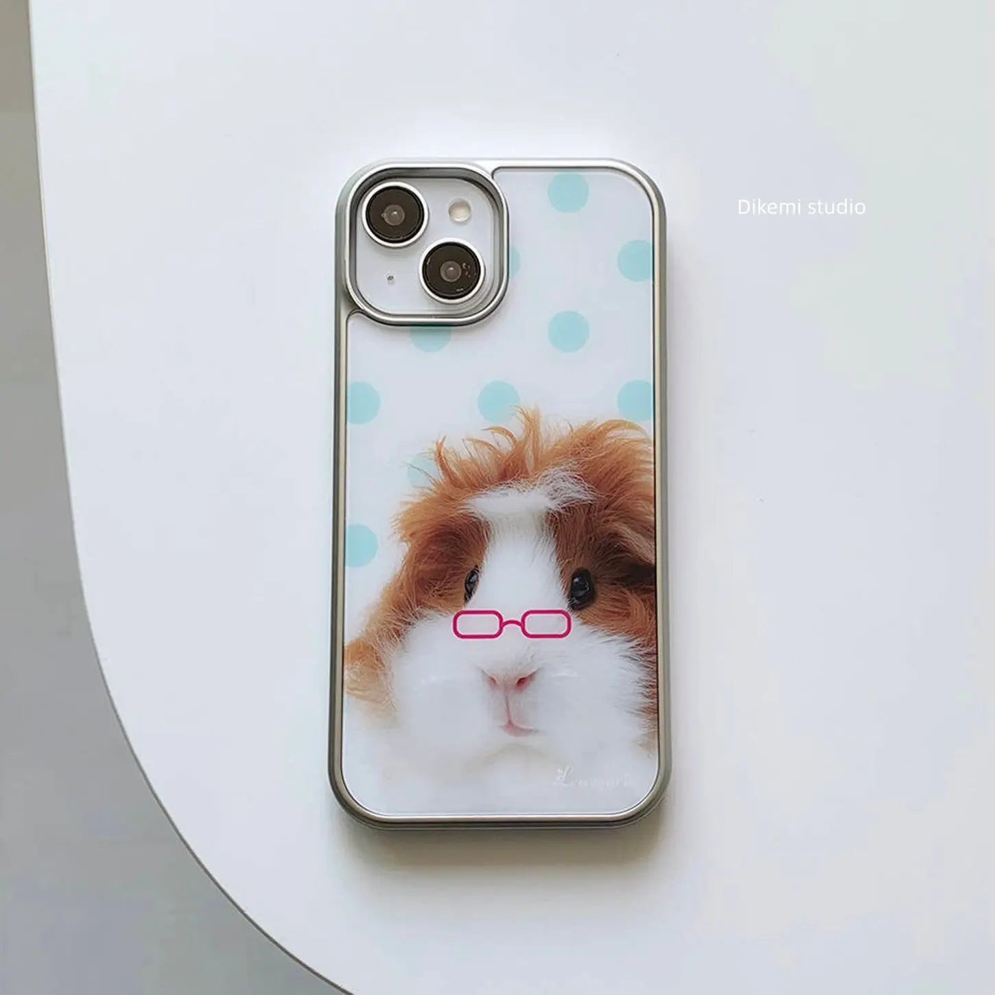 Korean Ins Glasses Guinea Pig Electroplated Drip Glue Phone Case For iPhone 17 Air 16 Pro Max 15 14 Plus 13 12 11 Back Cover