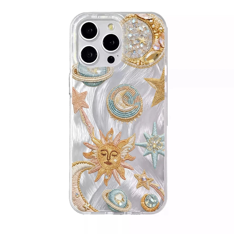Gold Pink Blue Star Moon Sun Planet Printed TPU Silicone Case For iPhone 17 16 15 14 13 12 11 Pro Max X XR XS 15 Plus 16E Cover
