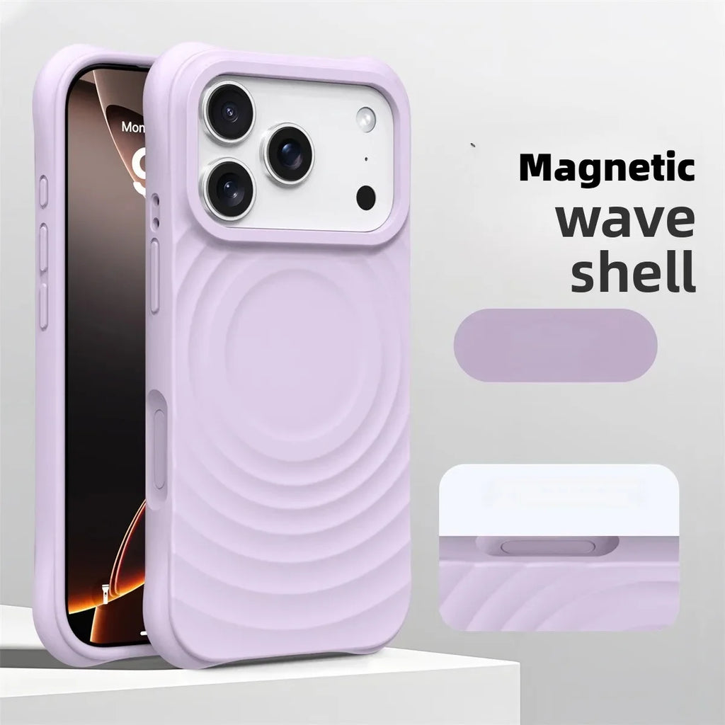 Offical Phone Case For iPhone Air 17 16 15 Pro Max Coque Water Ripple Silicone For Magsafe Wireless Charge Magnetic Soft Cover
