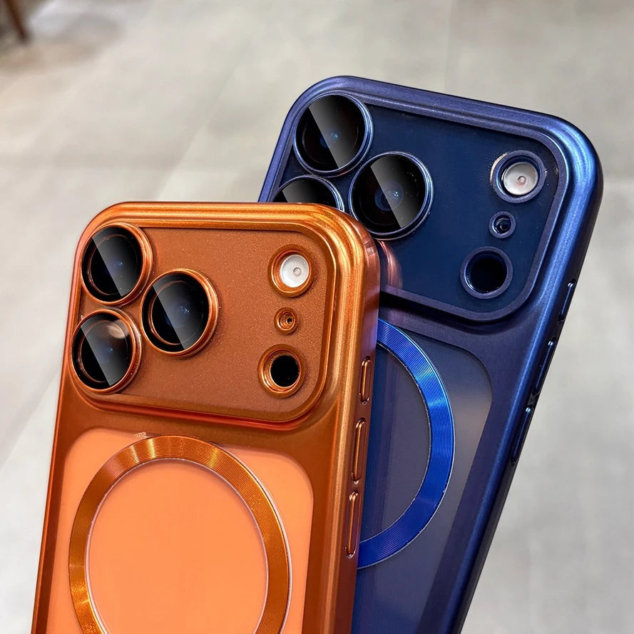 foriphone17proma Lens Protector Frosted for Magsafe Case for iPhone 17 Pro Max Soft Plating Magnetic Camera Control Button Cover