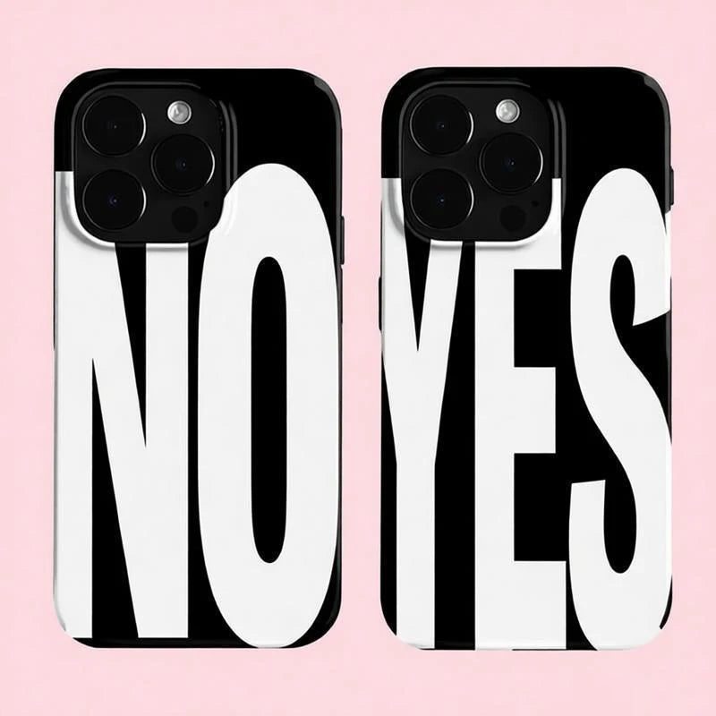 YES NO Simple Pure Phone Case For iPhone 17 16 15 14 13 12 Pro Max Mini 11 XR SE XS 8 7 Plus Air ProMax Cover