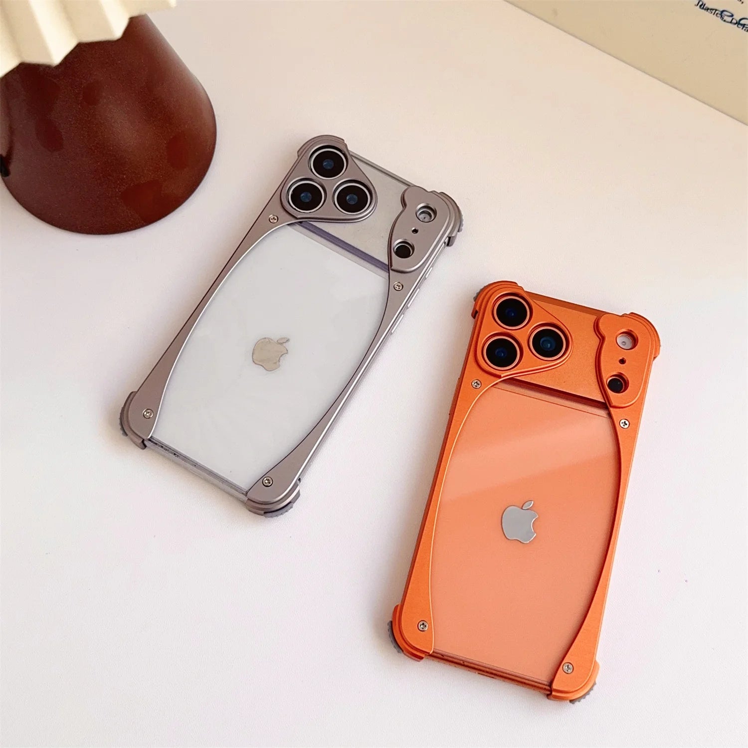 Metal Aluminum Alloy Frame Phone Case For iPhone 17 Pro 17 Pro Max Shockproof Drop-proof Protection Acrylic Transparent Cover
