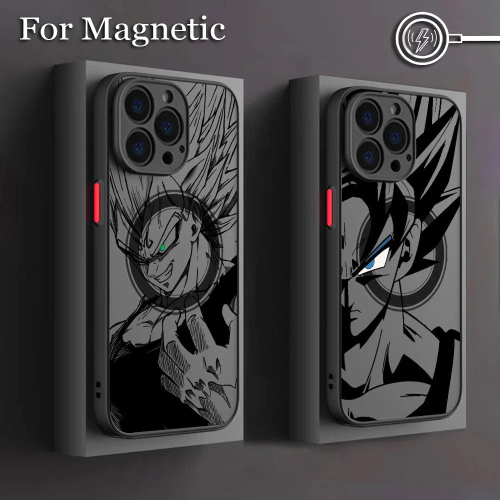 Phone Case for iPhone 17 16 15 14 13 12 11 Pro Max Mini XR XS X 7 8 Plus Matte Magnetic Back Cover Cool Goku Anime Dragons Balls