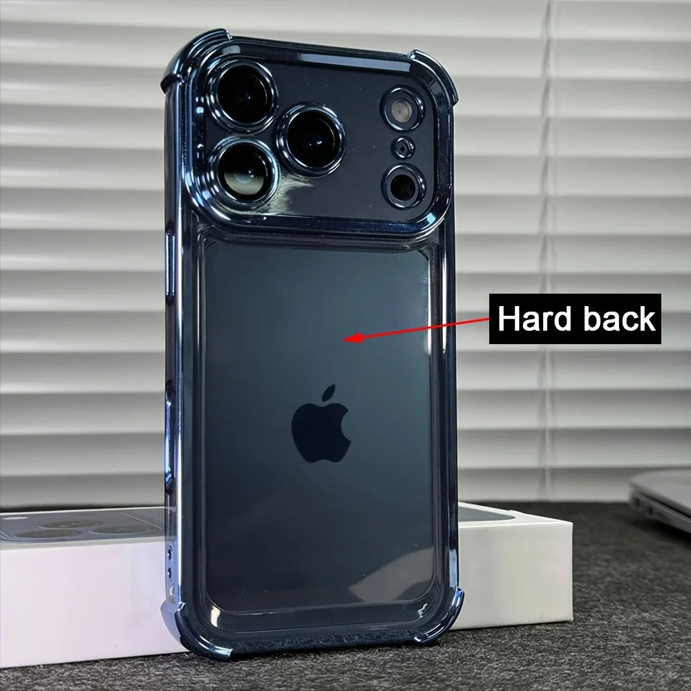 Luxury Electroplate Transparent Phone Case For iPhone 17 12 13 14 15 16 Pro Max Plus Clear Bumper Shockproof Protection Cover