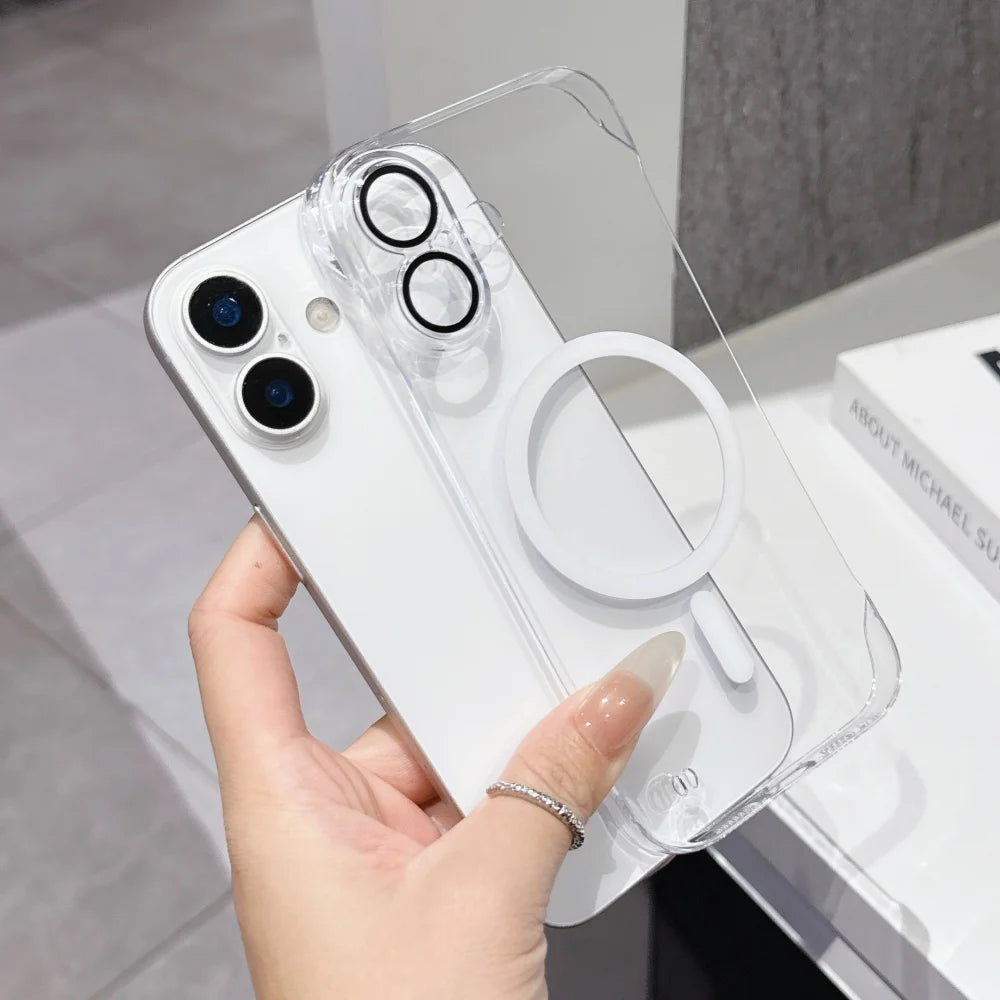 Luxury for Magsafe Clear Frameless Slim Case for iPhone 16 17 Pro Max Air 14 15 Plus 11 12 13 Magnetic Wireless Charging Cover