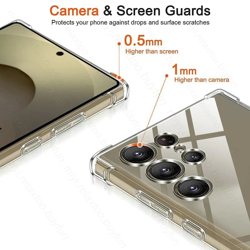 Anti-Yellow Transparent Soft Cover For Samsung S25 S26 Ultra Case Clear Crystal Shockproof Coque Samsang S 25 Edge S25Ultra S25+