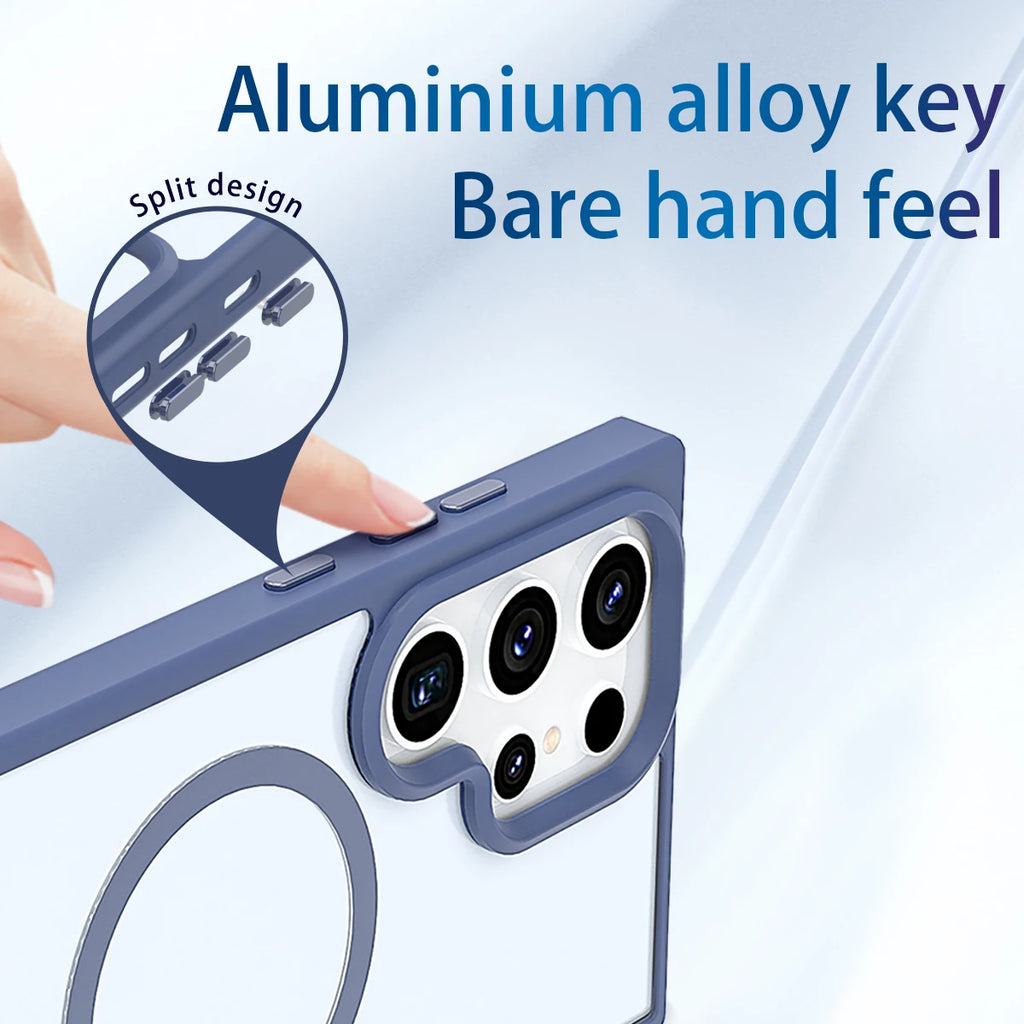 Luxury Skin Feel Translucent Magnetic Case for Galaxy S25 Ultra S21 S22 S23 S24 Plus Suport Magsafe Wireless Charging Case Funda
