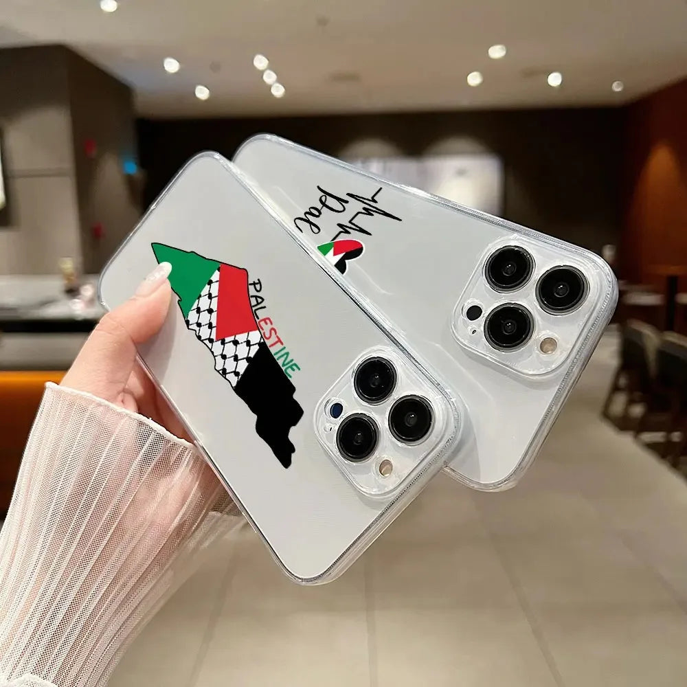 Palestine Flag Phone Case for iPhone 15 14 13 12 11 Pro Max 14 Plus X Xs Max XR SE 2020 8 7 Plus Soft Transparent Cover