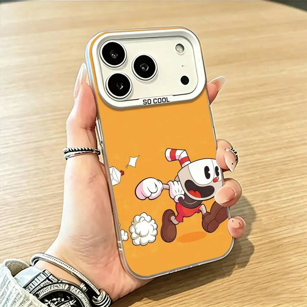 Game Cuphead Phone Case For iPhone 17,16,15,14,13,12,11 Plus,Pro Max,XS,Colorful Silver White Cover