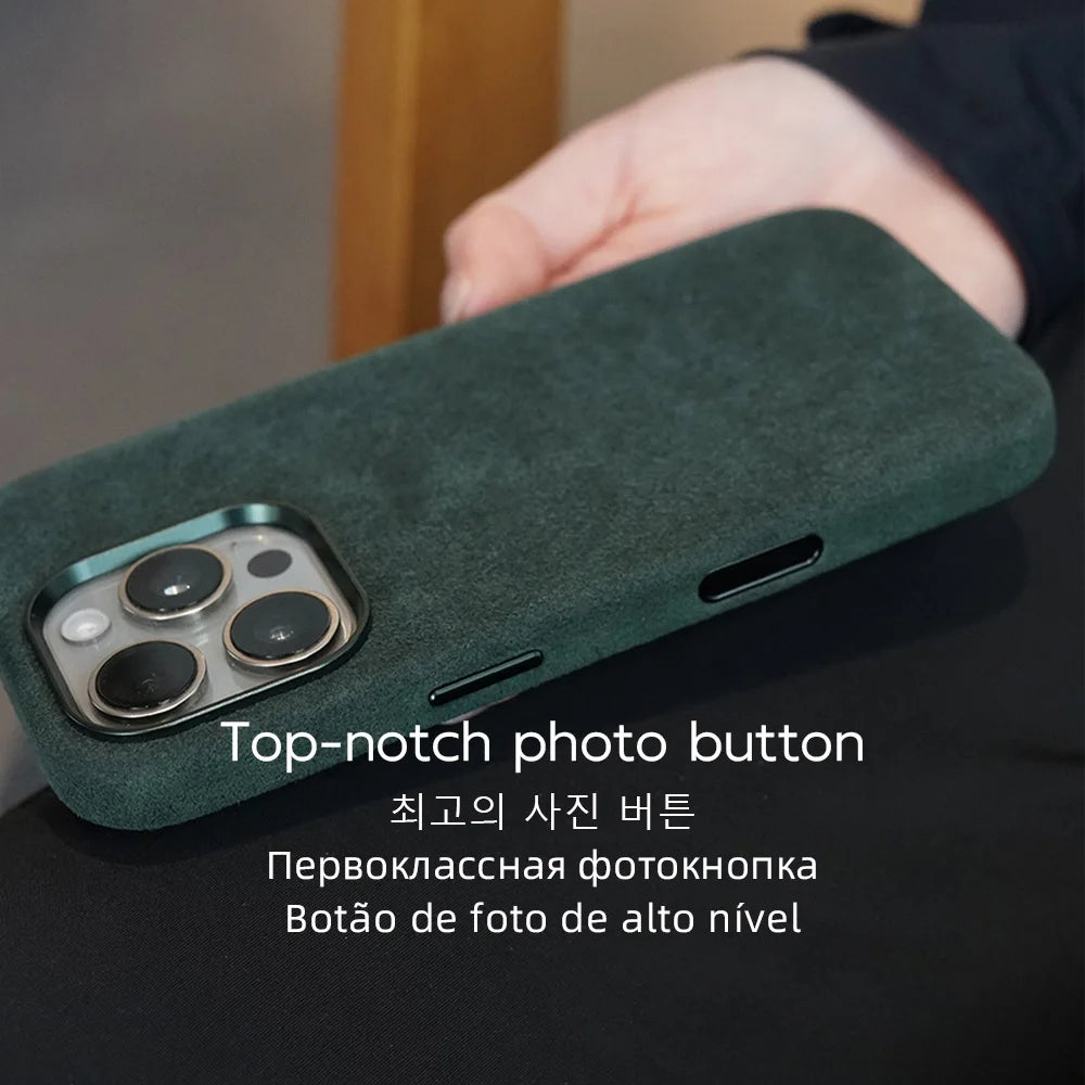 Italian for ALCANTARA Case for iPhone 17 Pro Pro Max Compatible MagSafe Luxury Suede Leather Supercar Suede Phone Cases Cover