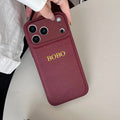 Personalized Luxury Classic Faux Leather Case For iPhone 17 Pro Max 16 15 14 13 12 17Air Custom Name Gold Hot Foil Engraved Case